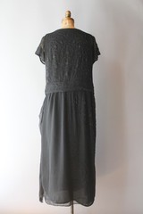 Antique 1920s Heavily Beaded Dress 20s Sheer Black Chiffon Vintage Dress