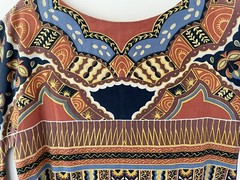 Vintage Ethnic Kaftan Dress Cotton Multi Snake in the Grass West Indie M