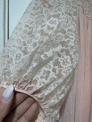 Vintage Barbizon Pegnoir Nightgown Hollywood Glam M Puff Sleeve Pleated Negligee