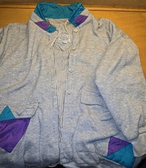 Vintage 80s/90s “be in the current seen” Geometric Gray Oversized Jacket (OSFA)