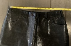 B3 90s BENELLE BIKER BLACK SOFT LEATHER PANT BOOTCUT MOTORCYCLE 28×31” RAW HEM