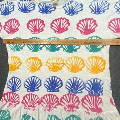 Adonna Leisurewear Seashell Print Nightgown OS Womens White 90s Coastal Ruffle