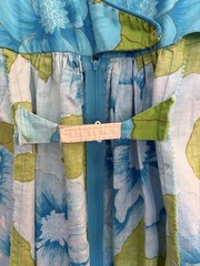 Vtg 60s Alice Polynesian Hawaiian Maxi Dress Watteau Waterfall Back Mod Tiki
