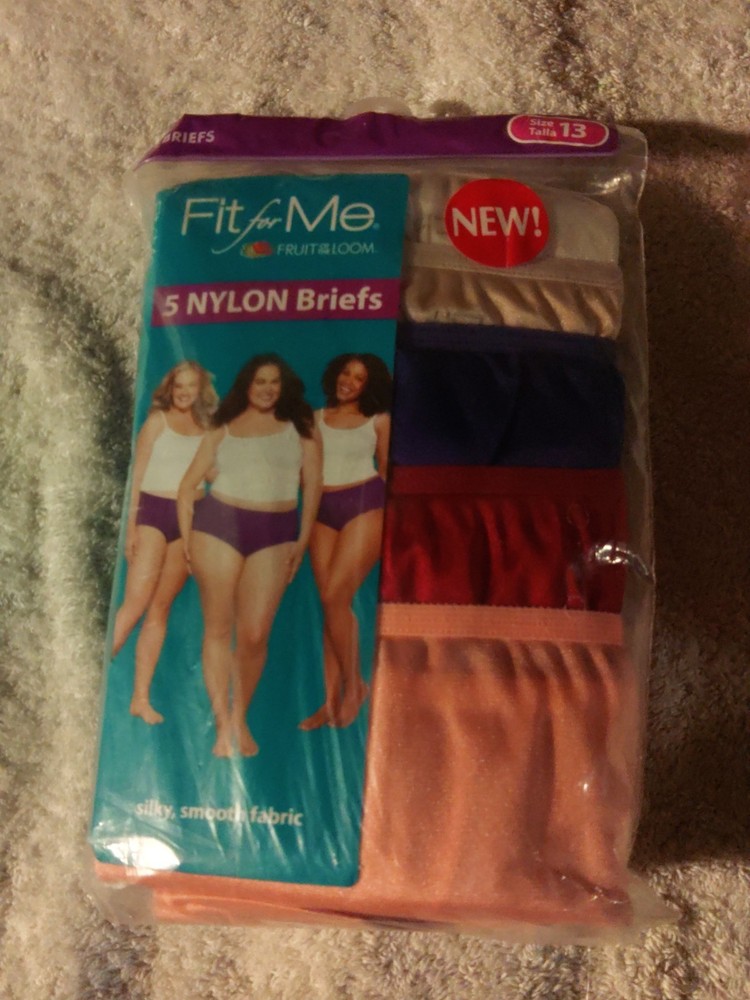 Sz 13 fruit of the loom 100% nylon Brief panties 5 Pack Silky Soft