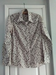 Vintage MILLER WESTERN WEAR Brown Floral Long Sleeve Shirt Womens Pearl Snap