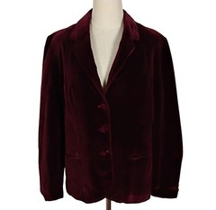 FLETCHER JONES Vintage Burgundy Velvet Blazer Jacket Size 16AU / 12US