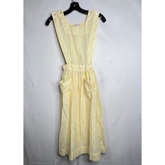 Vintage Yellow Striped Pinafore Apron Dress Womens S Future Nurses Club Uniform