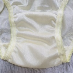 Vintage Silky Nylon Panties Sheer Yellow Bikini Soft Brief Size 7-8 Hip 38-42″