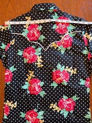 Vintage 80s Rockmount Short sleeve Western Pearl Snap Poka Dot Rose USA XS/S