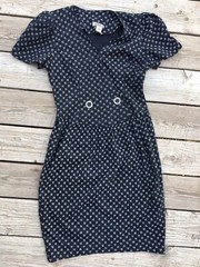 Vintage Taurus Union Made Black Floral Drop Waist Dress Sz S-M See Measurements