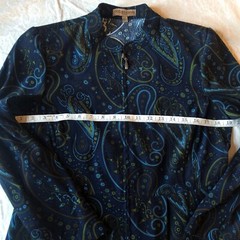 Vtg Notations Womens PM Velvety Soft Lightweight Blue Paisley Zip Up Jacket