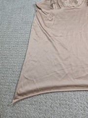 Vassarette 36 42 Tan Lace Cami Slip Tank Camisole Top Floral Brown CUT READ