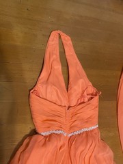 Vtg Coral Halter Low back Maxi Dress Roger Milot for Fred Perlberg Pageant