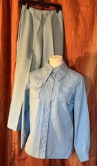 Vintage Blue Leisure Suit Womens Jacket Pants 60s 70s Frank Lee Sz Small / Med