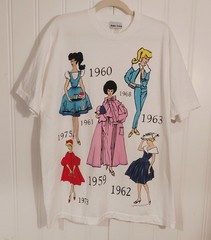 Vintage Barbie One Size Fits Most Jerry Leigh White Graphic T-Shirt