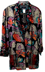 VINTAGE MACYS CAROLE LITTLE FLORAL EXOTIC PRINT OVERSIZED BLAZER WOMENS SZ 14