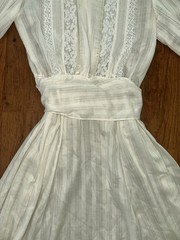 VTG 80s Gunne Sax Jessica San Francisco Ivory Lace High Neck Prairie Dress SMALL