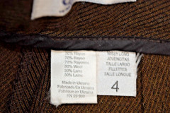 Vintage Pants Elements Spiegel Size 24 x 30 80s Brown Rayon Wool Made Ukraine
