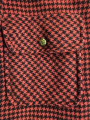 Vintage 60s PENGUIN FASHION Wool Overcoat Black Red Check Womens Sz 12 Button-Up