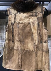 Vintage Susy Wi Rutene New Zealand Patchwork Shearling Fur Vest Jacket M L
