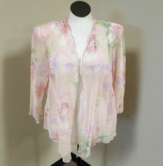 Vintage R&M Richards Pink Lightweight Floral Jacket & Dress Formal Outfit Set