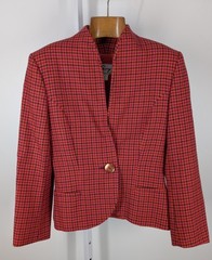 Genny Italy Vintage 80s 90s Versace Era Valley Girl Houndstooth Tweed Blazer 36″