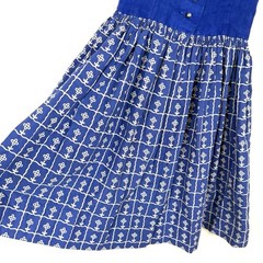 Vtg Original Lanz of Salzberg Wien Innsbruck Austria novelty dress blue SZ 9/10