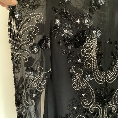 vintage oleg cassini M 100% Silk Heavy Beaded Long Sleeve Evening Jeweled Top