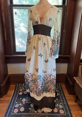 Vtg 60/70 Prairie Bohemian Semi Sheer Lace Gunne Sax Style Flare Sleeves Dress S