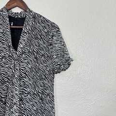 Vtg 90s Ivonne Jumpsuit 12 Zebra Print Flare Sheer Chiffon Statement Maximalist