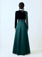 Vintage San Carlin Saks Fifth Avenue Beaded Velvet Satin Evening Formal Gown 6