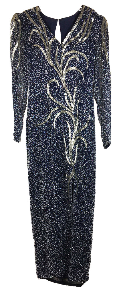 Vintage 80s Clares Collection Heavy Bead Power Drama Cocktail Dress