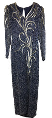 Vintage 80s Clares Collection Heavy Bead Power Drama Cocktail Dress