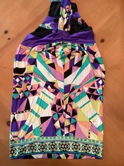 VINTAGE EMILIO PUCCI / ITALY SZ 36 / 8 US SIGNATURE SILK DRESS **GOOD W/ FLAW**