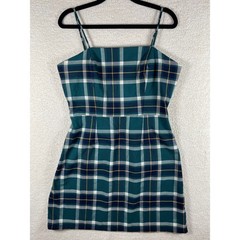 Y2K 90s clueless square neck tartan plaid mini dress L preppy millennial bratz