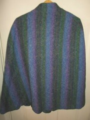 Jimmy Hourihan LARGE Cape Cloak Dublin Ireland Donegal Tweed Wool Green/Purp/Blu