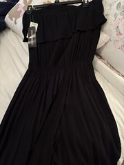 Strapless Jumpsuit Romper VTG 90s Coco Bianco Black Gauze Rayon Sz M NWT $88