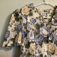 Vintage Stuart Alan Top Women’s Floral Short Sleeve Petite Size 14P Padded New