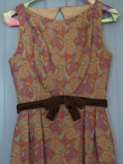 Vtg. 1950’s Harry Keiser Brocade Sleeveless Empire Waist Maxi Gown Orange/Purple