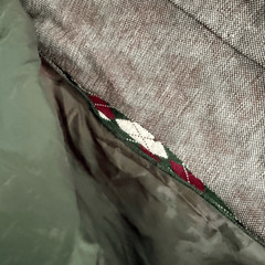 Vintage 70s Polyester Knit Argyle Cardigan Blazer Green Burgundy M