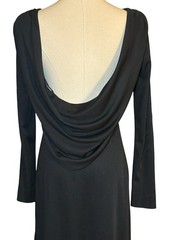 VINTAGE VICTOR COSTA Black Long Sleeve Bare Back Formal Gown SZ 4 Sexy Cocktail