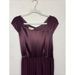 Vintage 90s Ann Taylor Plum Satin Midi Dress Size 8 Cap Sleeve Formal Occasion