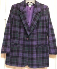 Vintage Purple/Green Joan Leslie 10p Blazer/Single Button Wool Blend Pre-owned!