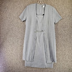 Vintage Helene Blacke Dress Womens Sz 14 Gray Short Sleeve Business