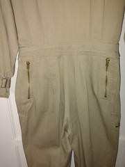 Vintage Khaki Jumpsuit Military Cargo Safari Style Medium 80’s 90’s Womens