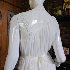 Vtg 50s Grecian Goddess Crystal Pleats Full Sweep Peignoir Gown Nightgown S/M