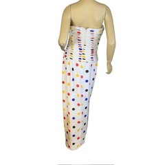 WOMEN’S VINTAGE 1980’S VICTOR COSTA POLKA DOT MULTI COLOR STRAPLESS DRESS SZ 10