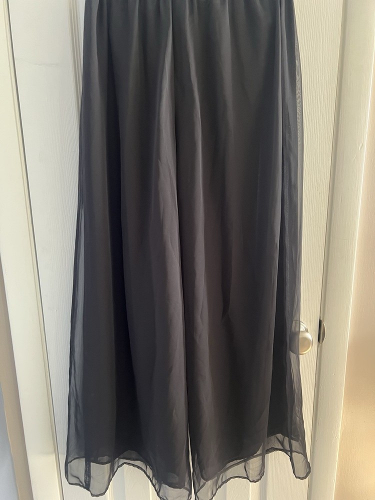 VTG 80s Patra Black Flowy Translucent Light Wide Leg Elastic US Made Pants Sz 10