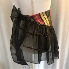 Sassy Vintage Madras w/Black Voile Skirt Apron & Long Ties 1960’s
