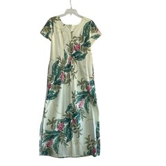 Iolani Young Hawaii Vintage 80s Cream & Multicolor Floral Print Maxi Dress L